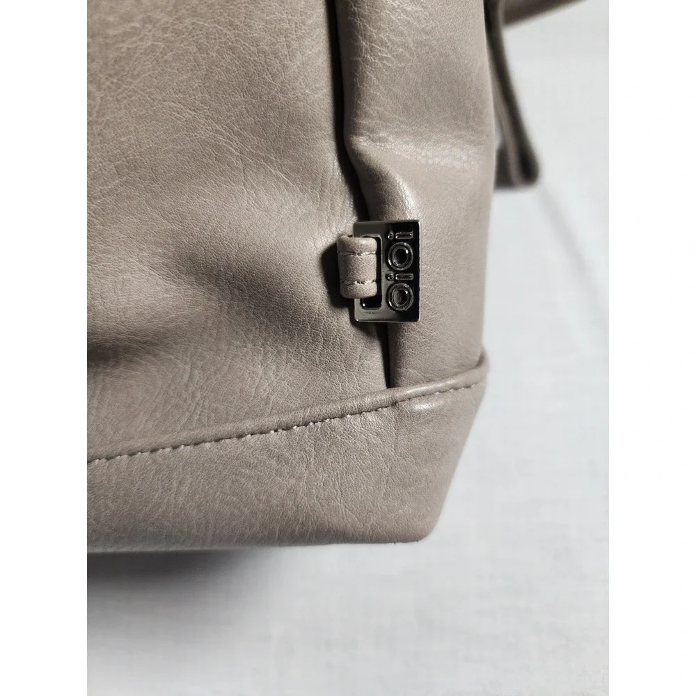 OiOi‎ Pram Caddy Oatmeal Vegan Leather Stroller Bag W/ Attachable Shoulder Strap